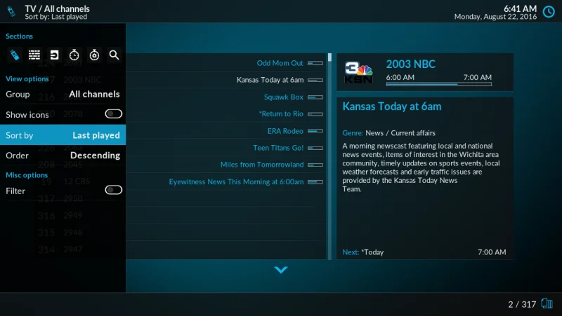 Finally, only the channels you actually watch need be listed at the top